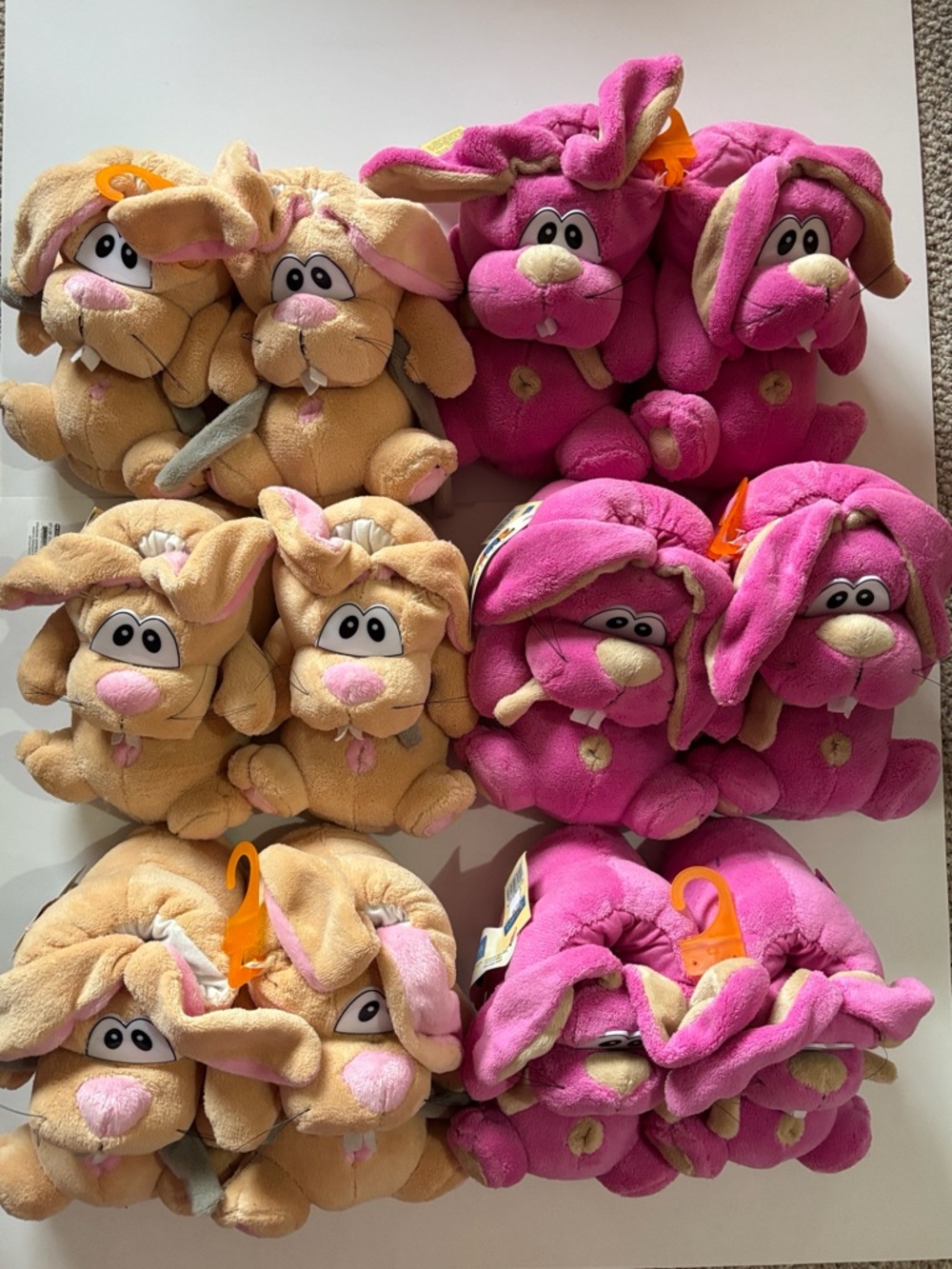 Reseller Lot De Fonseca 3D Plush Slippers Bunny Pink/Brown Sizes 5/6/7 (6 pairs)